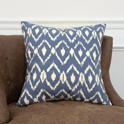 18"x18" Ikat Square Throw Pillow Cover Blue - Rizzy Home 5 18"x18" Ikat Square Throw Pillow Cover Blue - Rizzy Home - Image 5