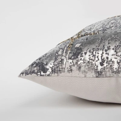 20"x20" Oversize Abstract Square Throw Pillow Silver/Gold - Rizzy Home: Modern Canvas Cotton, Zippered, Indoor Decorative Cushion 2 20"x20" Oversize Abstract Square Throw Pillow Silver/Gold - Rizzy Home: Modern Canvas Cotton, Zippered, Indoor Decorative Cushion - Image 2