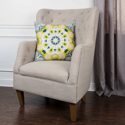 20"x20" Oversize Poly Filled Medallion Square Throw Pillow Light Yellow - Rizzy Home 2 20"x20" Oversize Poly Filled Medallion Square Throw Pillow Light Yellow - Rizzy Home - Image 2