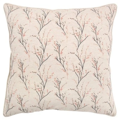 20"x20" Floral Polyester Filled Pillow - Rizzy Home 5 20"x20" Floral Polyester Filled Pillow - Rizzy Home - Image 5