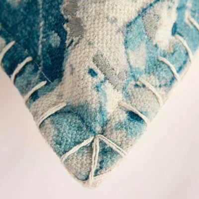 20"x20" Oversize Distressed Floral Square Throw Pillow Cover Blue - Rizzy Home 3 20"x20" Oversize Distressed Floral Square Throw Pillow Cover Blue - Rizzy Home - Image 3