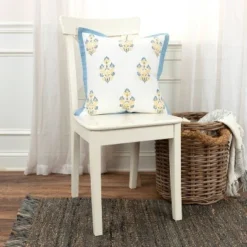 18"x18" Vintage Square Throw Pillow Cover White - Rizzy Home -Online Home Decor GUEST 152115d5 b708 419d 8bbc ea5a11cdb57e