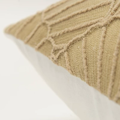 20"x20" Oversize Fan Square Throw Pillow Cover Khaki - Rizzy Home 1 20"x20" Oversize Fan Square Throw Pillow Cover Khaki - Rizzy Home