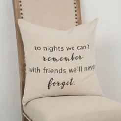 Friends Sentiment Poly Filled Square Throw Pillow Neutral - Rizzy Home -Online Home Decor GUEST 28257fec 69ae 4aa8 b0c0 4dff2a438ad4