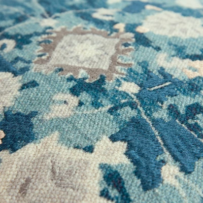 20"x20" Oversize Distressed Floral Square Throw Pillow Cover Blue - Rizzy Home 2 20"x20" Oversize Distressed Floral Square Throw Pillow Cover Blue - Rizzy Home - Image 2