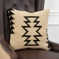 Ivory/Black Southwestern Stripe Throw Pillow 18"x18" - Rizzy Home -Online Home Decor GUEST 2e26211f 0daf 4a14 903d b87eb66d79f1