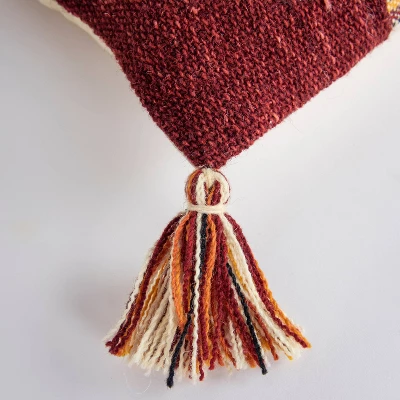 14"x26" Oversized Panel Striped Lumbar Throw Pillow Cover Red - Rizzy Home 3 14"x26" Oversized Panel Striped Lumbar Throw Pillow Cover Red - Rizzy Home - Image 3