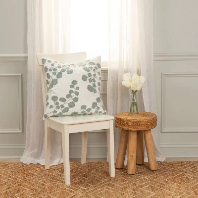 20"x20" Oversize Botanical Poly Filled Square Throw Pillow Gray - Rizzy Home 1 20"x20" Oversize Botanical Poly Filled Square Throw Pillow Gray - Rizzy Home