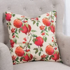 20"x20" Oversize Botanical Pomegranate Square Throw Pillow Cover - Rizzy Home -Online Home Decor GUEST 3678fa2a 75da 422a 8e52 c48c896bcb2a