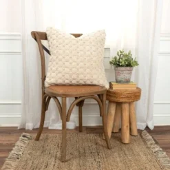 20"x20" Oversize Solid Textured Poly Filled Square Throw Pillow Natural - Rizzy Home