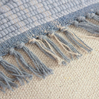 18"x18" Polyester Filled Color Blocked Square Throw Pillow Blue - Rizzy Home 2 18"x18" Polyester Filled Color Blocked Square Throw Pillow Blue - Rizzy Home - Image 2