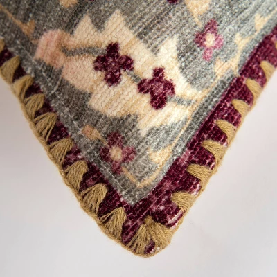 14"x26" Antique Rug Patterened Throw Pillow Cover Red - Rizzy Home 2 14"x26" Antique Rug Patterened Throw Pillow Cover Red - Rizzy Home - Image 2