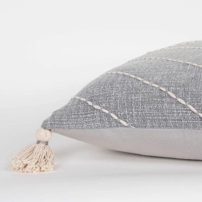 18"x18" Poly Filled Diamond Square Throw Pillow Gray - Rizzy Home 3 18"x18" Poly Filled Diamond Square Throw Pillow Gray - Rizzy Home - Image 3