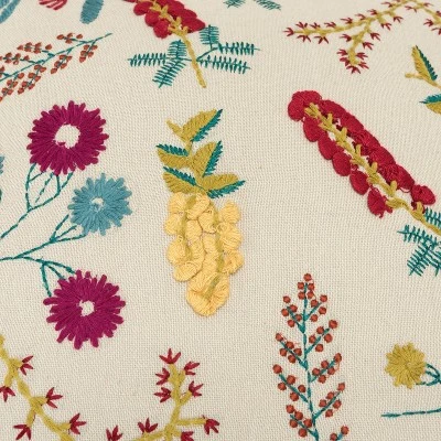 20"x20" Oversize Floral Square Throw Pillow Cover Beige - Rizzy Home 2 20"x20" Oversize Floral Square Throw Pillow Cover Beige - Rizzy Home - Image 2