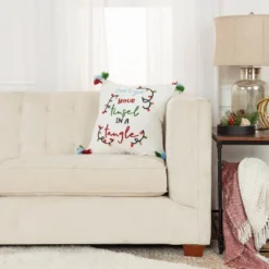 20"x20" Oversize 'Don't Get Your Tinsel...' Square Throw Pillow Cover - Rizzy Home -Online Home Decor GUEST 4c589d56 819f 478b 8d36 28a78d553bcb