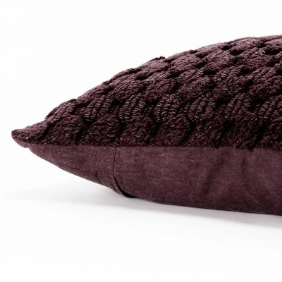 20"x20" Oversize Solid Striped Square Throw Pillow Cover Wine Red - Rizzy Home 3 20"x20" Oversize Solid Striped Square Throw Pillow Cover Wine Red - Rizzy Home - Image 3