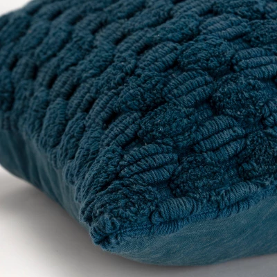 20"x20" Oversize Solid Textured Square Throw Pillow Cover Teal - Rizzy Home 3 20"x20" Oversize Solid Textured Square Throw Pillow Cover Teal - Rizzy Home - Image 3