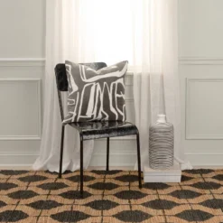 20"x20" Oversize Abstract Poly Filled Square Throw Pillow Charcoal - Rizzy Home