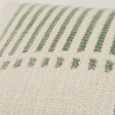 14"x20" Oversize Striped Lumbar Throw Pillow Cover Green - Rizzy Home 2 14"x20" Oversize Striped Lumbar Throw Pillow Cover Green - Rizzy Home - Image 2