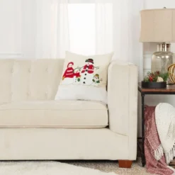 20"x20" Oversize Poly Filled Home Snowman Family Square Throw Pillow Ivory - Rizzy Home -Online Home Decor GUEST 54b87339 c9f9 4293 92ca ccdb566dab18