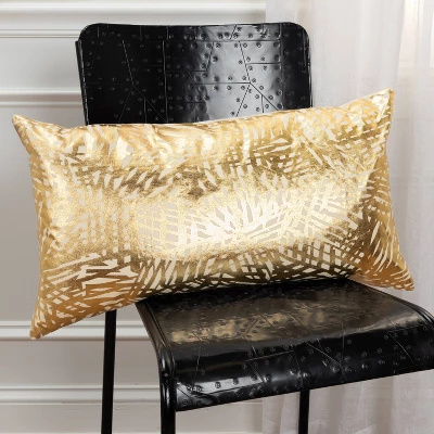14"x26" Oversized Abstract Polyester Filled Lumbar Throw Pillow Gold - Rizzy Home 4 14"x26" Oversized Abstract Polyester Filled Lumbar Throw Pillow Gold - Rizzy Home - Image 4