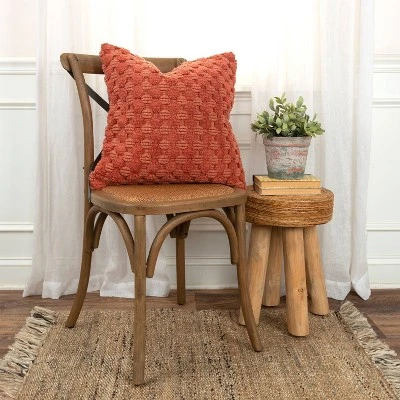 20"x20" Oversize Solid Textured Square Throw Pillow Cover Terracotta - Rizzy Home 1 20"x20" Oversize Solid Textured Square Throw Pillow Cover Terracotta - Rizzy Home