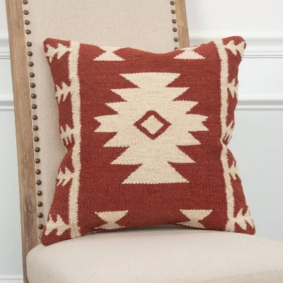 18"x18" Southwestern Striped Square Throw Pillow Red/Ivory - Rizzy Home 5 18"x18" Southwestern Striped Square Throw Pillow Red/Ivory - Rizzy Home - Image 5