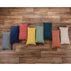 14"x26" Oversized Solid Striped Poly Filled Lumbar Throw Pillow - Rizzy Home -Online Home Decor GUEST 5e461948 5606 44cc bb41 0b3a965159fd