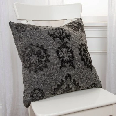 20"x20" Oversize Medallion Square Throw Pillow Cover Charcoal - Rizzy Home 1 20"x20" Oversize Medallion Square Throw Pillow Cover Charcoal - Rizzy Home