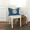 14"x20" Oversize Monogram Poly Filled Lumbar Throw Pillow Blue - Rizzy Home