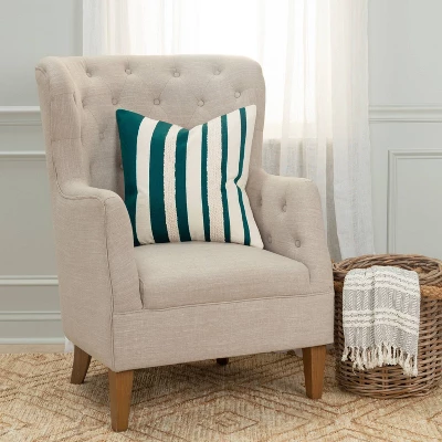 20"x20" Oversize Striped Square Throw Pillow Cover Teal - Rizzy Home 1 20"x20" Oversize Striped Square Throw Pillow Cover Teal - Rizzy Home
