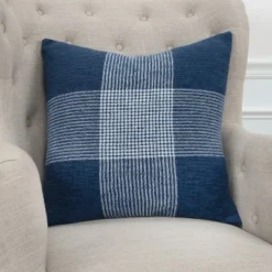 20"x20" Oversize Plaid Poly Filled Square Throw Pillow - Rizzy Home -Online Home Decor GUEST 65719ce8 3860 4f3e 8fb8 f01479a0023c