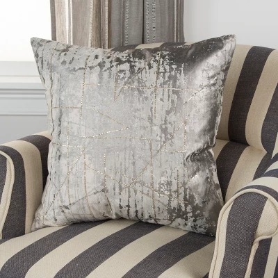 20"x20" Oversize Abstract Square Throw Pillow Silver/Gray - Rizzy Home 3 20"x20" Oversize Abstract Square Throw Pillow Silver/Gray - Rizzy Home - Image 3