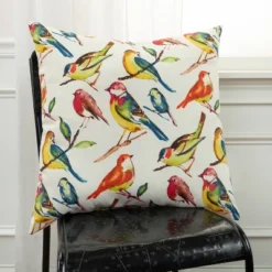 22"x22" Oversize Poly-Filled Birds Indoor/Outdoor Square Throw Pillow White - Rizzy Home -Online Home Decor GUEST 669281b1 681f 4756 9c0c e3f0695500b4