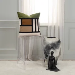 20"x20" Oversize Color Block Poly Filled Square Throw Pillow Dark Green - Rizzy Home