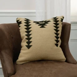 18"x18" Textured Southwestern Square Throw Pillow Ivory/Black - Rizzy Home 9 18"x18" Textured Southwestern Square Throw Pillow Ivory/Black - Rizzy Home -Online Home Decor GUEST 6829de44 58eb 4848 a556 8f20bb30ef5e