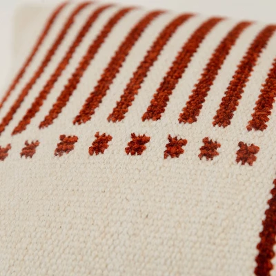 14"x20" Oversize Striped Lumbar Throw Pillow Cover Terracotta - Rizzy Home 2 14"x20" Oversize Striped Lumbar Throw Pillow Cover Terracotta - Rizzy Home - Image 2