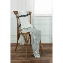 50"x60" Color Block With Striped Throw Blanket - Rizzy Home -Online Home Decor GUEST 732f1dc1 8a6a 43f7 a9e3 8dad08acbee6