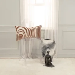 14"x26" Oversized Striped Design Lumbar Throw Pillow Cover Brown - Rizzy Home