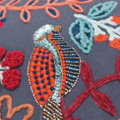 20"x20" Oversize Poly Filled Floral With Bird Square Throw Pillow Dark Blue - Rizzy Home