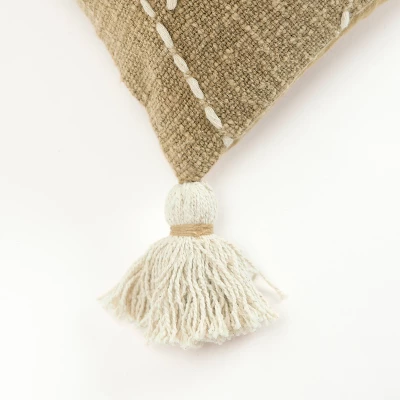 18"x18" Poly Filled Hyroglyphics Square Throw Pillow Khaki - Rizzy Home 2 18"x18" Poly Filled Hyroglyphics Square Throw Pillow Khaki - Rizzy Home - Image 2