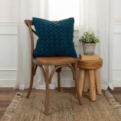 20"x20" Oversize Solid Textured Square Throw Pillow Cover Teal - Rizzy Home