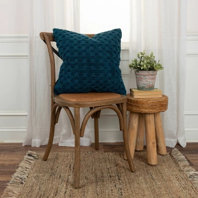 20"x20" Oversize Solid Textured Square Throw Pillow Cover Teal - Rizzy Home 1 20"x20" Oversize Solid Textured Square Throw Pillow Cover Teal - Rizzy Home