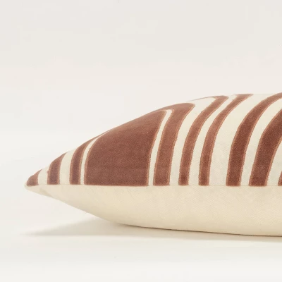 14"x26" Oversized Striped Design Lumbar Throw Pillow Cover Brown - Rizzy Home 4 14"x26" Oversized Striped Design Lumbar Throw Pillow Cover Brown - Rizzy Home - Image 4