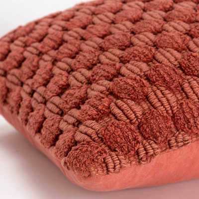 20"x20" Oversize Solid Textured Square Throw Pillow Cover Terracotta - Rizzy Home 3 20"x20" Oversize Solid Textured Square Throw Pillow Cover Terracotta - Rizzy Home - Image 3