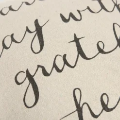 Oversize 'with A Grateful Heart' Quote Poly Filled Square Throw Pillow Neutral - Rizzy Home