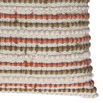 20"x20" Oversize Striped Square Throw Pillow Cover Dark Orange - Rizzy Home 2 20"x20" Oversize Striped Square Throw Pillow Cover Dark Orange - Rizzy Home - Image 2