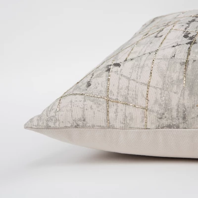 20"x20" Oversize Abstract Square Throw Pillow Silver/Gray - Rizzy Home 2 20"x20" Oversize Abstract Square Throw Pillow Silver/Gray - Rizzy Home - Image 2