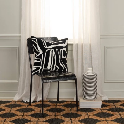 20"x20" Oversize Abstract Square Throw Pillow Cover Black - Rizzy Home