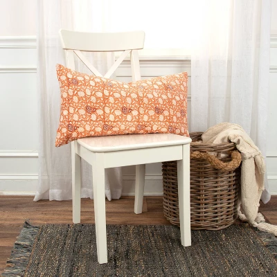 14"x26" Oversized Dandelions Lumbar Throw Pillow Cover Rust - Rizzy Home 4 14"x26" Oversized Dandelions Lumbar Throw Pillow Cover Rust - Rizzy Home - Image 4